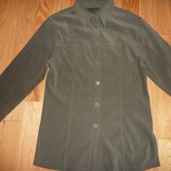 Ladies Ultra Suede Pants Suit - Olive Green - Made in Canada - Picture 3 of 4